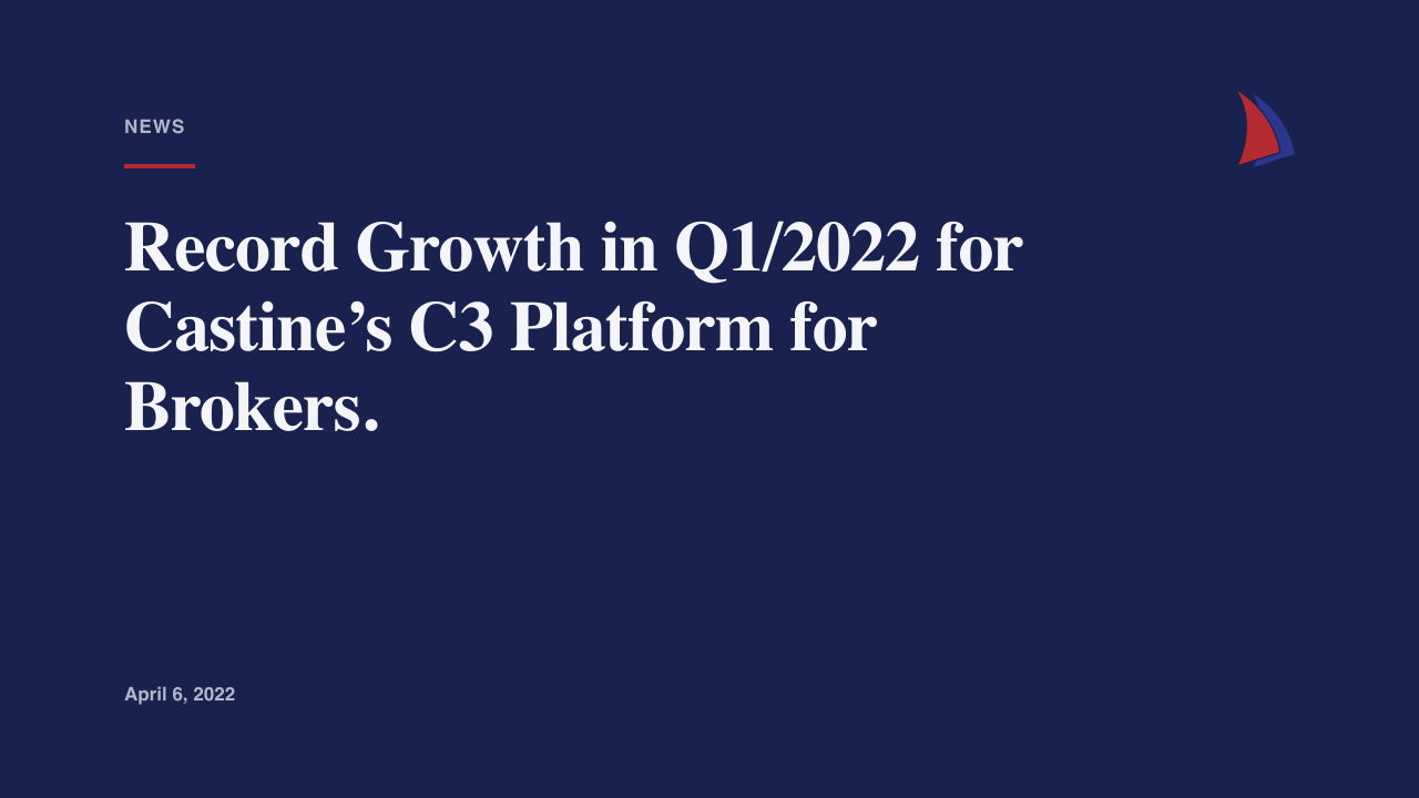 Record Growth in Q1/2022 for Castine’s C3 Platform for Brokers.